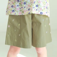 子供服 女の子 子ども服 こども キッズ ジュニア 綿100％ 音符 花 刺繍 ポケット ウエストゴム キュロットパンツ
