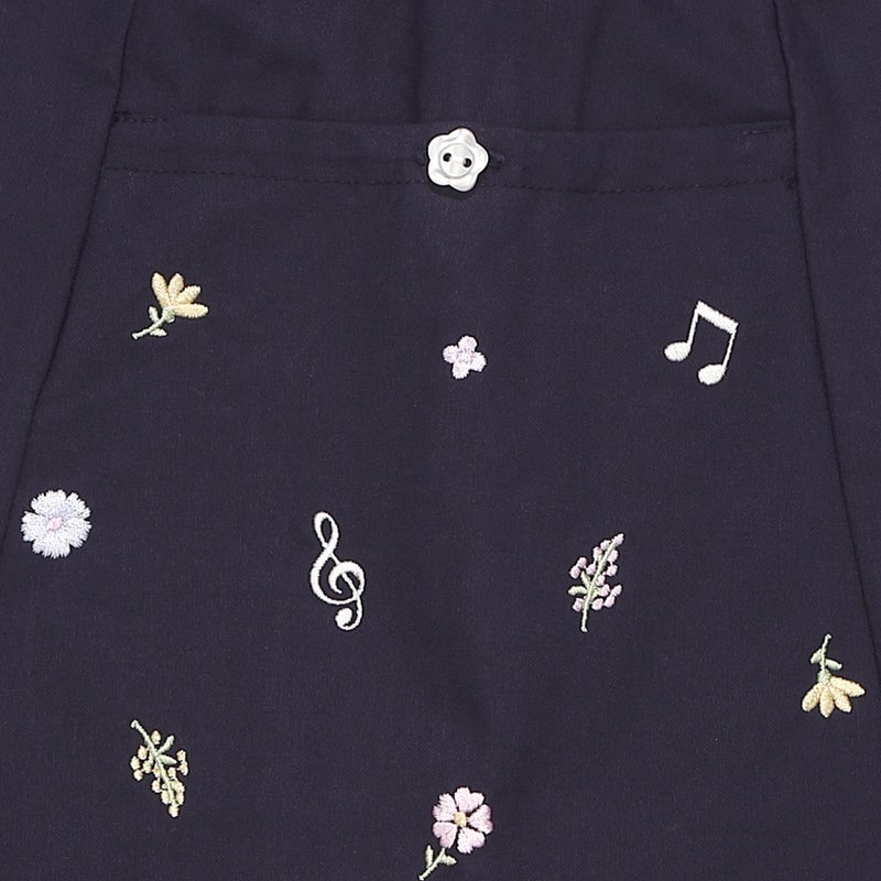 綿100% 音符&花刺繍 キュロットパンツ
