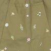 子供服 女の子 綿100％ 音符＆花刺繍 キュロットパンツ カーキ(82) デザインポイント1