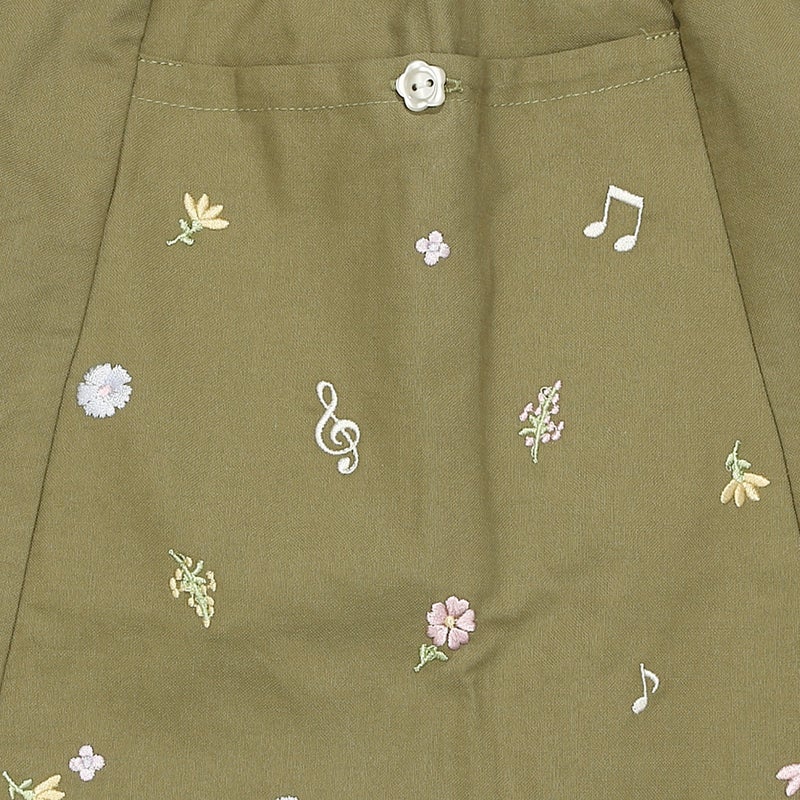 綿100% 音符&花刺繍 キュロットパンツ