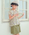 子供服 女の子 子ども服 こども キッズ ジュニア 綿100％ 音符 花 刺繍 ポケット ウエストゴム キュロットパンツ カーキ(82) モデル画像1