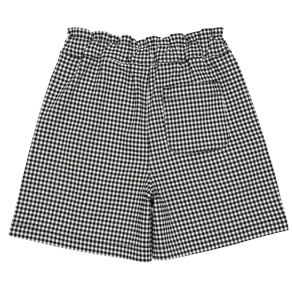 ベビー服 女の子 ギンガムチェック リボンつき ストレッチツイルショートパンツ ホワイト×ブラック(10) 背面