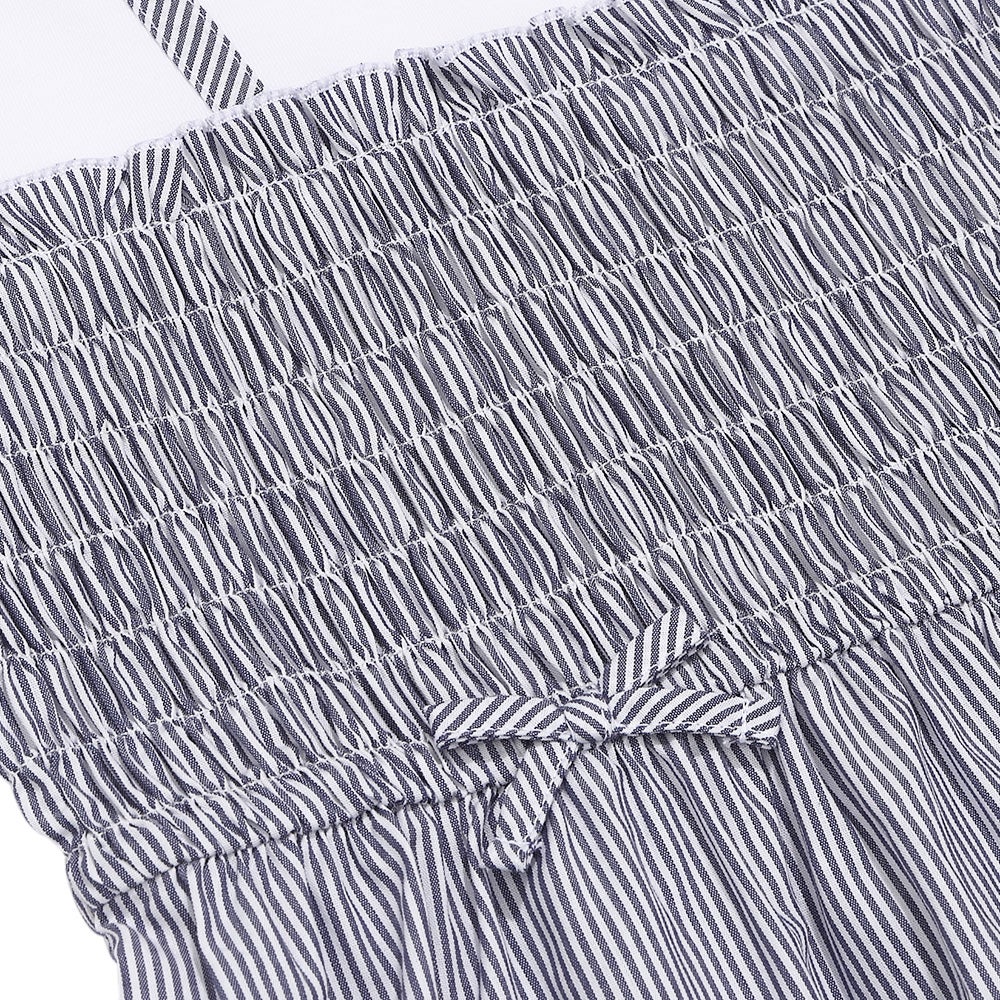 ベビー服 女の子 リボンつき ストライプ柄重ね着風ワンピース ネイビー(06) デザインポイント1