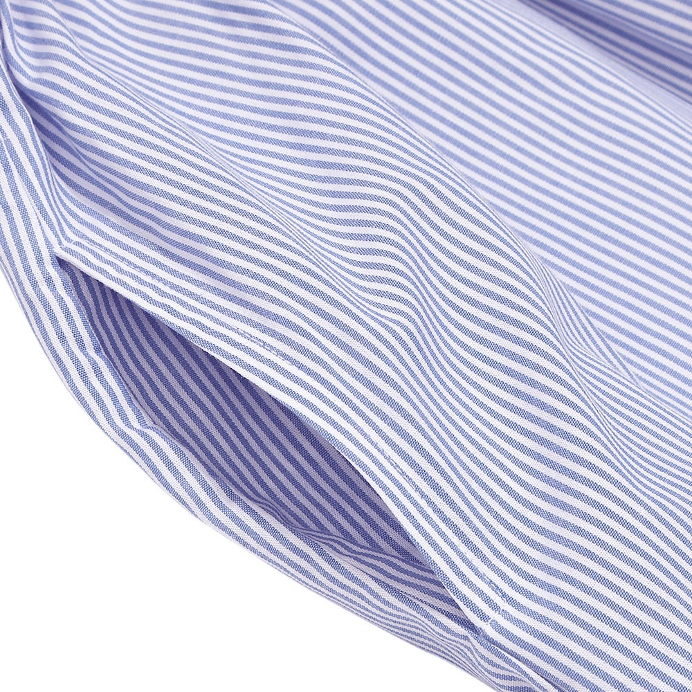 ベビー服 女の子 リボンつき ストライプ柄重ね着風ワンピース ブルー(61) デザインポイント2