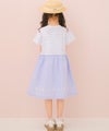 ベビー服 女の子 子ども服 こども服 キッズ ジュニア ボーダー柄 音符プリント 肩あき リボンつき袖 ドッキングワンピース ブルー(61) モデル画像4