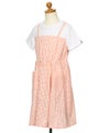 ベビー服 女の子 子ども服 こども服 こども キッズ ジュニア ギンガムチェック柄 重ね着風 ポケット オレンジ(07) トルソー斜め