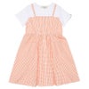 ベビー服 女の子 ギンガムチェック柄 重ね着風ワンピース オレンジ(07) 正面