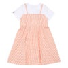 ベビー服 女の子 子ども服 こども服 こども キッズ ジュニア ギンガムチェック柄 重ね着風 ポケット オレンジ(07) 背面