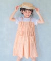 ベビー服 女の子 子ども服 こども服 こども キッズ ジュニア ギンガムチェック柄 重ね着風 ポケット オレンジ(07) モデル画像2