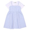 ベビー服 女の子 子ども服 こども服 こども キッズ ジュニア ギンガムチェック柄 重ね着風 ポケット ブルー(61) 正面
