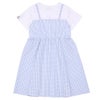 ベビー服 女の子 子ども服 こども服 こども キッズ ジュニア ギンガムチェック柄 重ね着風 ポケット ブルー(61) 背面