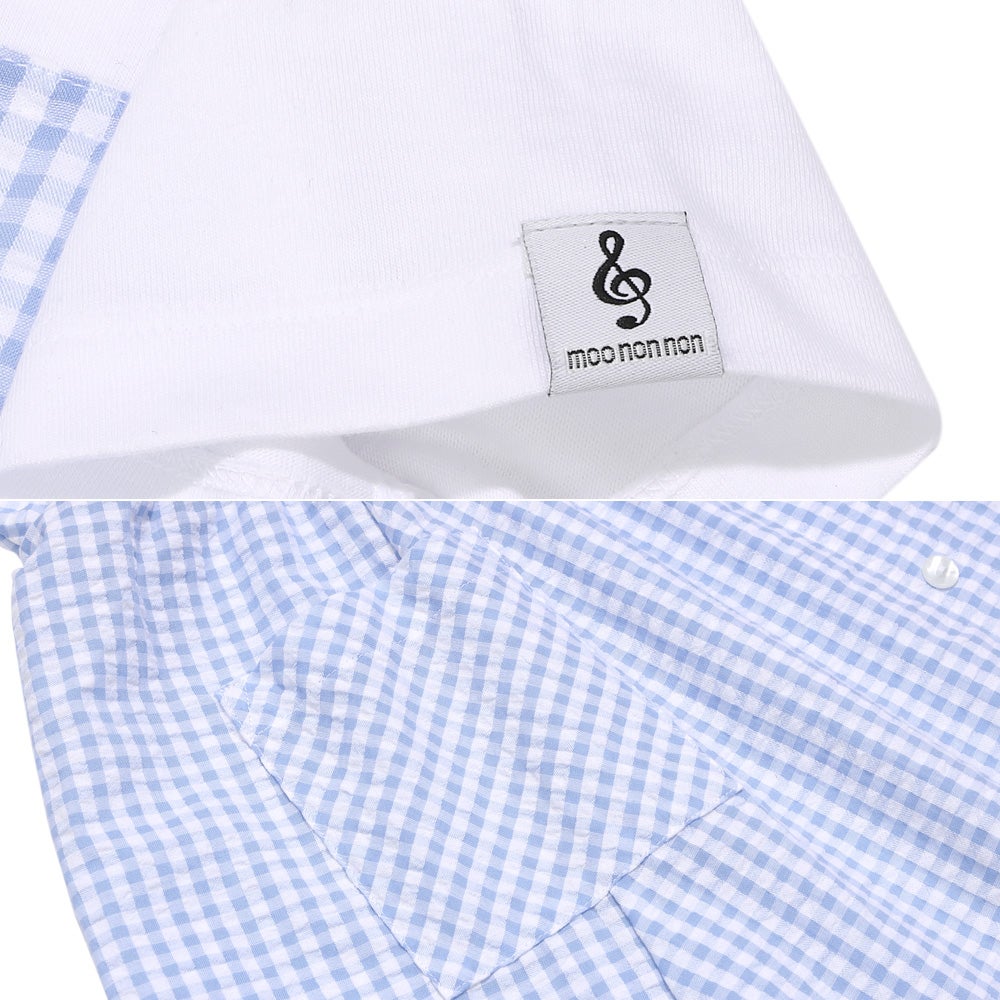 ベビー服 女の子 ギンガムチェック柄 重ね着風ワンピース ブルー(61) デザインポイント2