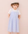 ベビー服 女の子 子ども服 こども服 こども キッズ ジュニア ギンガムチェック柄 重ね着風 ポケット ブルー(61) モデル画像2