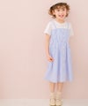 ベビー服 女の子 子ども服 こども服 こども キッズ ジュニア ギンガムチェック柄 重ね着風 ポケット ブルー(61) モデル画像4