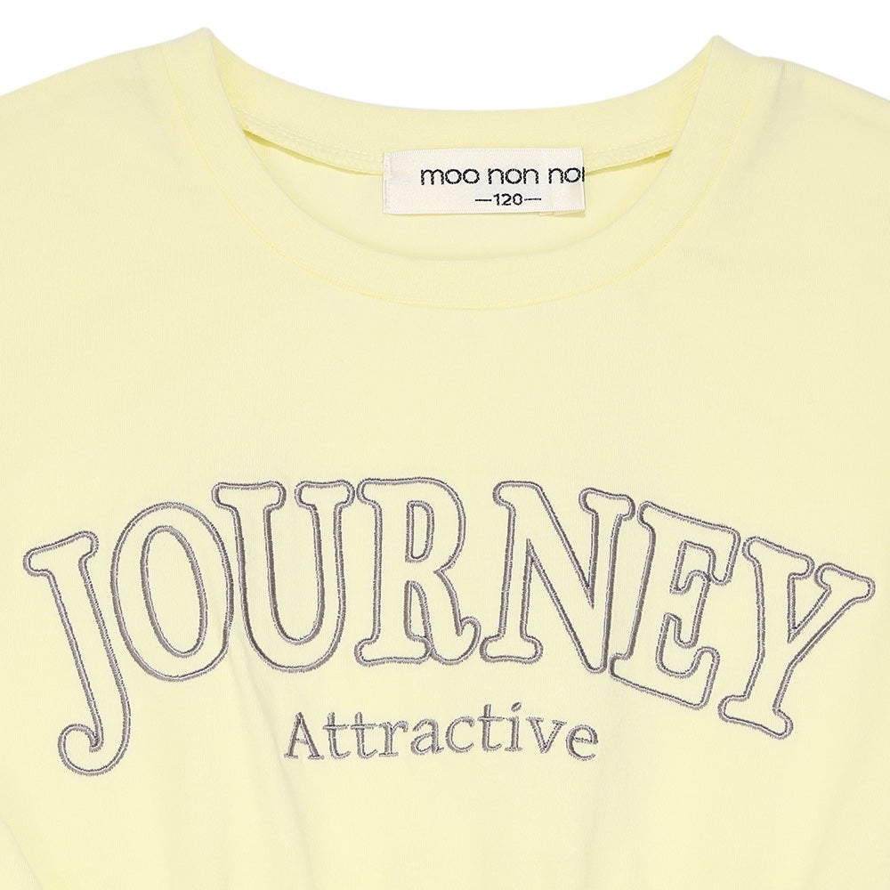 子供服 女の子 ロゴ刺繍 ギャザードッキングワンピース イエロー(04) デザインポイント1