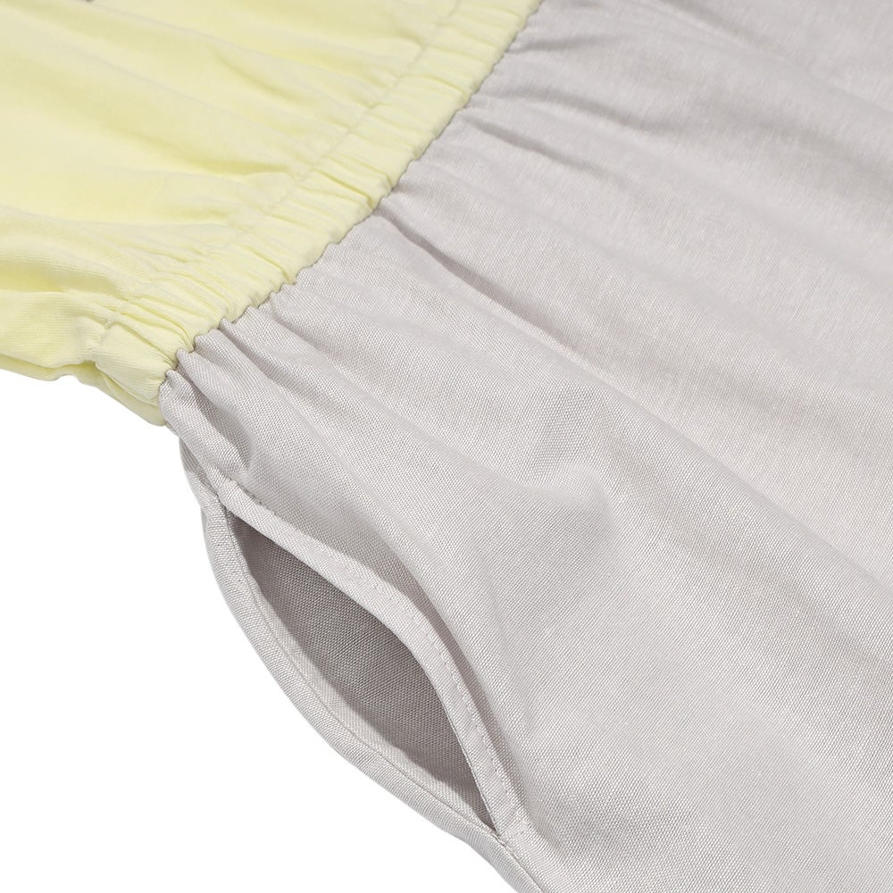 子供服 女の子 ロゴ刺繍 ギャザードッキングワンピース イエロー(04) デザインポイント2