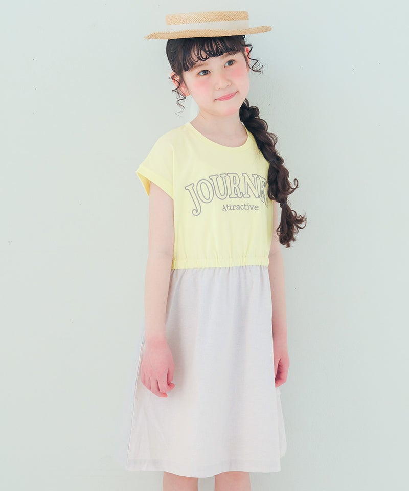 オリジナルチェック柄リボン付きタックワンピース