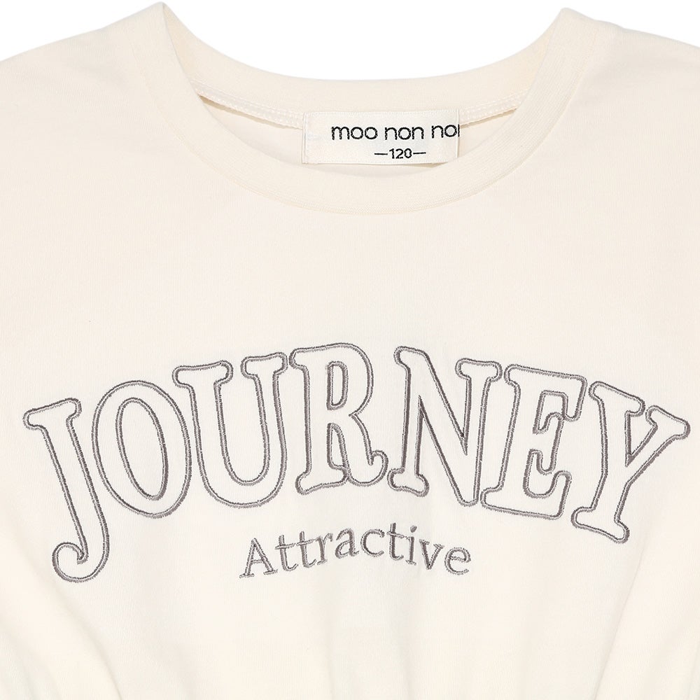 子供服 女の子 ロゴ刺繍 ギャザードッキングワンピース グリーン(08) デザインポイント1