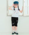 ベビー服 女の子 子ども服 こども キッズ ニットストレッチ リボン刺繍 ポケットつき 6分丈パンツ ブラック(00) モデル画像1