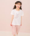 ベビー服 女の子 子ども服 こども キッズ ニットストレッチ リボン刺繍 ポケットつき 6分丈パンツ ピンク(02) モデル画像アップ