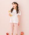 ベビー服 女の子 子ども服 こども キッズ ニットストレッチ リボン刺繍 ポケットつき 6分丈パンツ ピンク(02) モデル画像1