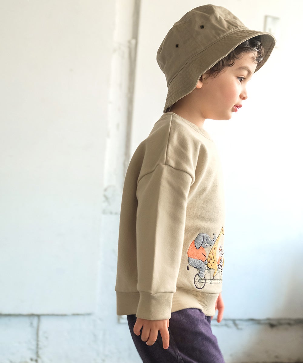 ベビー服 男の子 ロゴ 動物 刺繍 トレーナー ベージュ(51) モデル画像1