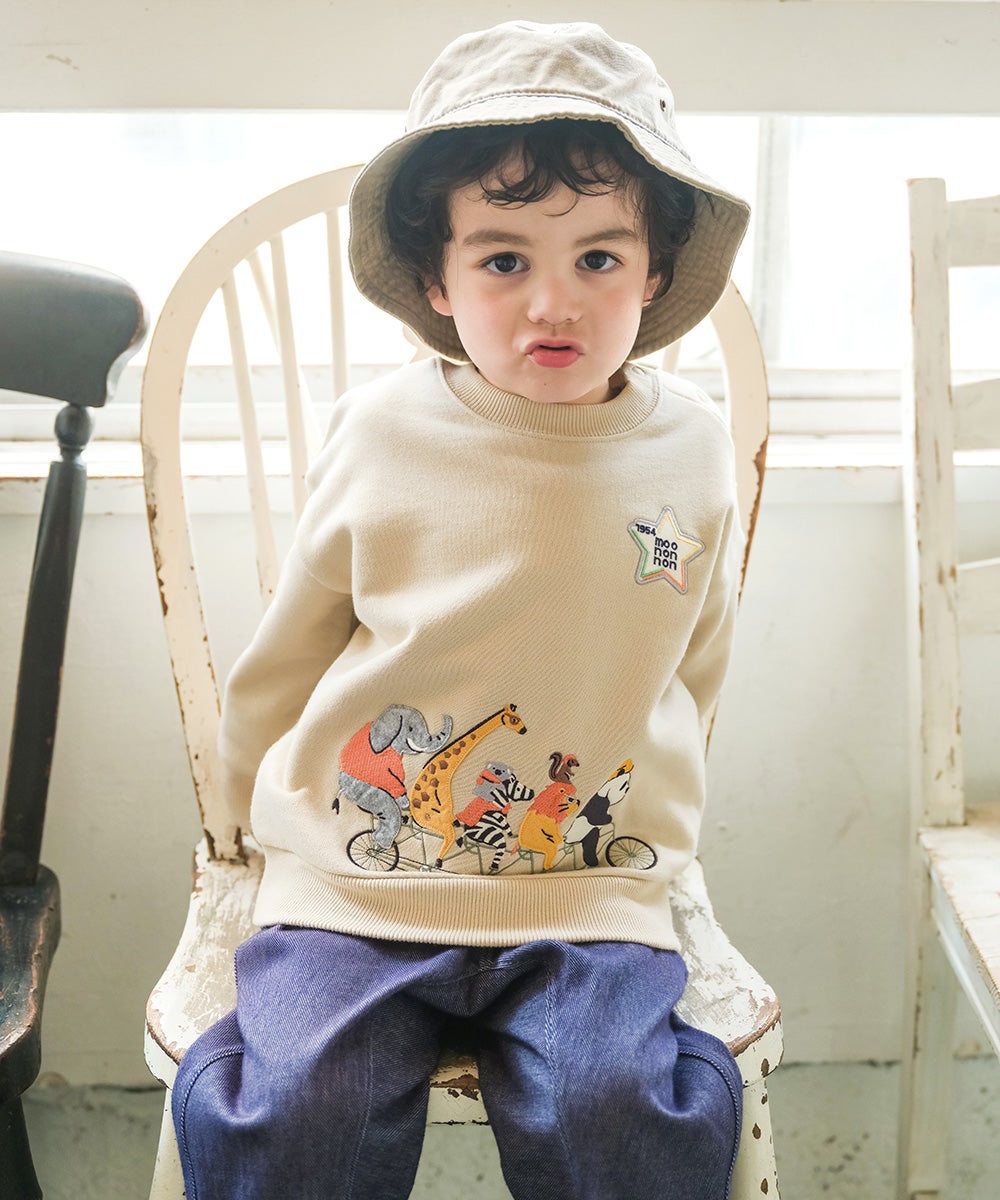 ベビー服 男の子 ロゴ 動物 刺繍 トレーナー ベージュ(51) モデル画像3