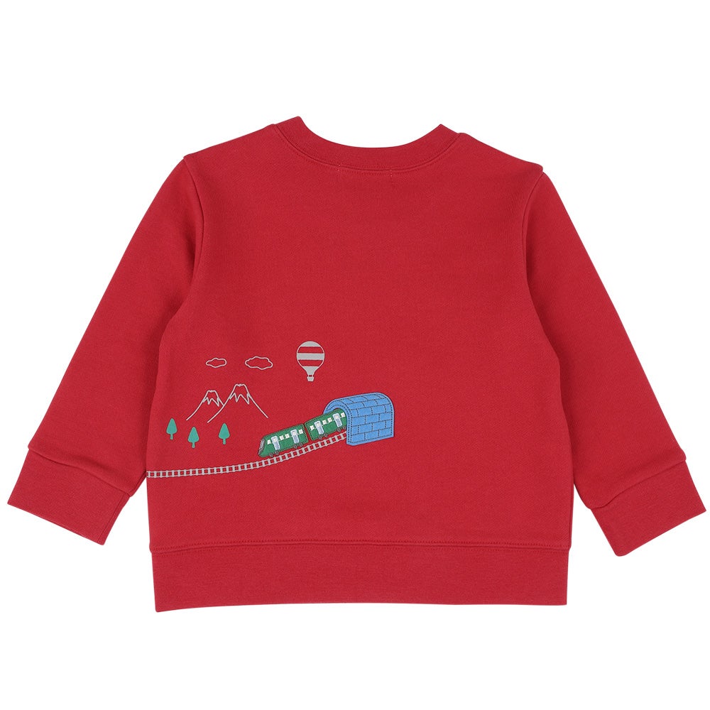 ベビー服 男の子 電車 車 刺繍 乗り物 トレーナー レッド(03) 背面