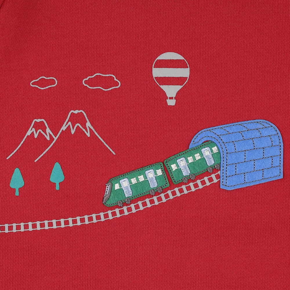 ベビー服 男の子 電車 車 刺繍 乗り物 トレーナー レッド(03) デザインポイント2