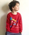 ベビー服 男の子 電車 車 刺繍 乗り物 トレーナー レッド(03) モデル画像アップ