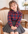 子供服 男の子 綿100％ タータンチェック柄 ロゴ刺繍 襟付きシャツ