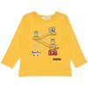 ベビー服 男の子 綿100％ 救急車 消防車 乗り物 モチーフ Tシャツ イエロー(04) 正面