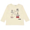 ベビー服 男の子 綿100％ 救急車 消防車 乗り物 モチーフ Tシャツ アイボリー(12) 正面