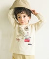 ベビー服 男の子 綿100％ 救急車 消防車 乗り物 モチーフ Tシャツ アイボリー(12) モデル画像アップ
