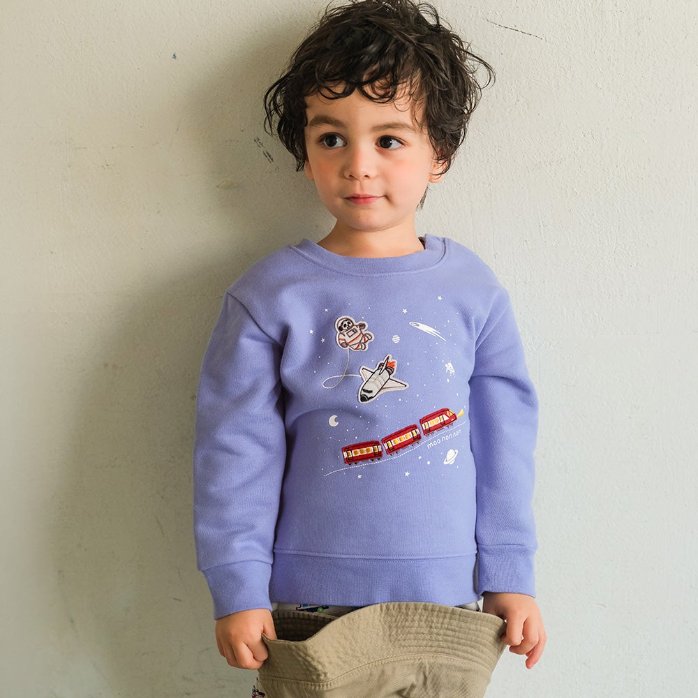 ベビー服 男の子 宇宙 電車 乗り物 ワッペン 刺繍 トレーナー