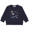 ベビー服 男の子 宇宙 電車 乗り物 ワッペン 刺繍 トレーナー ネイビー(06) 正面