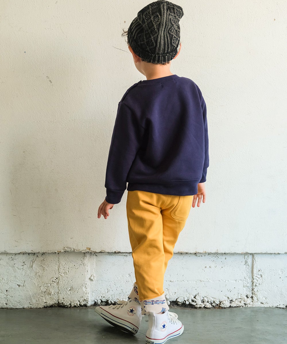 ベビー服 男の子 宇宙 電車 乗り物 ワッペン 刺繍 トレーナー ネイビー(06) モデル画像4