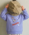 ベビー服 男の子 宇宙 電車 乗り物 ワッペン 刺繍 トレーナー ブルー(61) モデル画像アップ