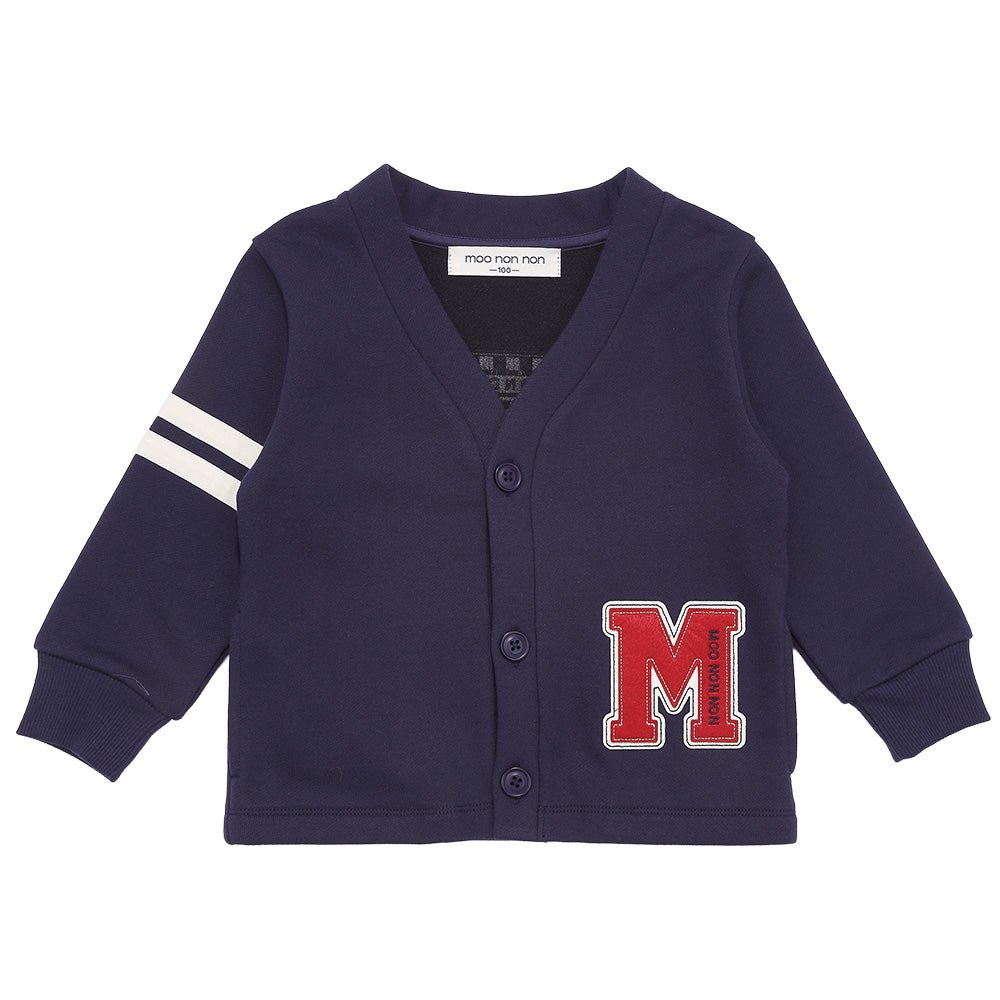 ベビー服 男の子 ロゴ ロンドンバス ワッペン 乗り物 カーディガン ネイビー(06) 正面