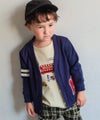 ベビー服 男の子 ロゴ ロンドンバス ワッペン 乗り物 カーディガン ネイビー(06) モデル画像アップ