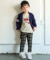 ベビー服 男の子 ロゴ ロンドンバス ワッペン 乗り物 カーディガン ネイビー(06) モデル画像全身