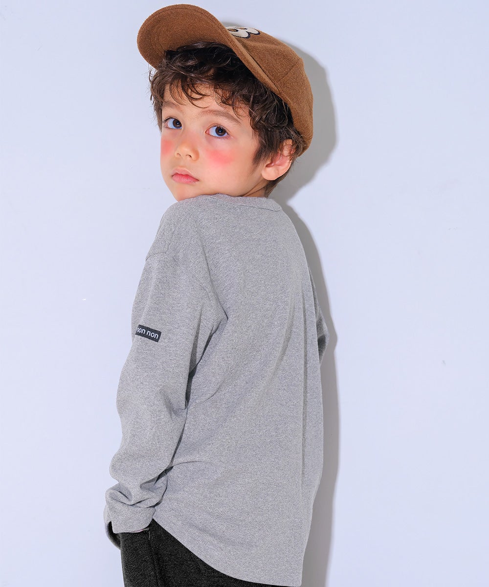 子供服 男の子 子ども服 こども キッズ ジュニア 綿100％ 迷彩柄 星ワッペン フロッキーロゴプリント 杢ｸﾞﾚｰ(92) モデル画像4