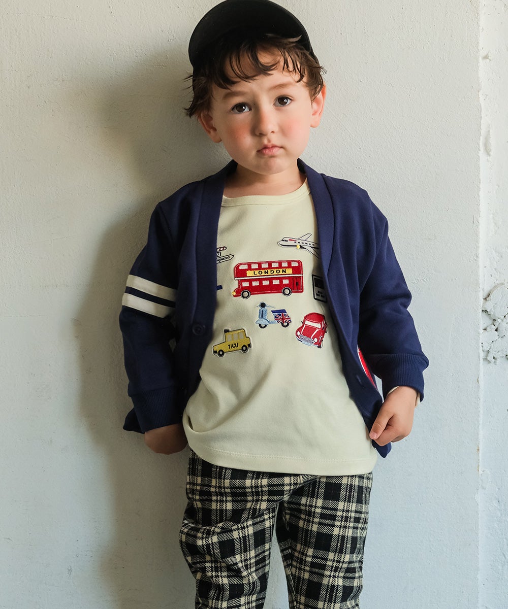 ベビー服 男の子 綿100％ ロンドンバス 乗り物 ワッペン Tシャツ アイボリー(12) モデル画像3