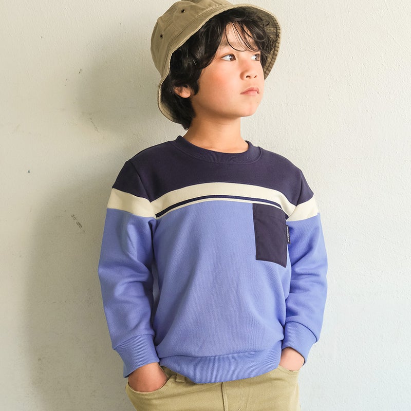 子供服 男の子 ポケットつき 配色切り替え トレーナー