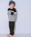 子供服 男の子 子ども服 こども キッズ ジュニア ポケットつき 配色切り替え 長そで 裏毛トレーナー 杢ｸﾞﾚｰ(92) モデル画像全身