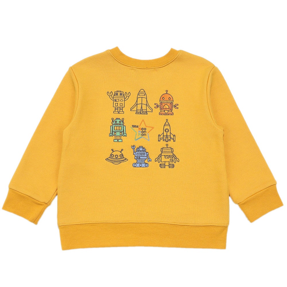 ベビー服 男の子 ロケット ＆ ロボット 刺繍 ポケットつき 裏毛トレーナー イエロー(04) 背面