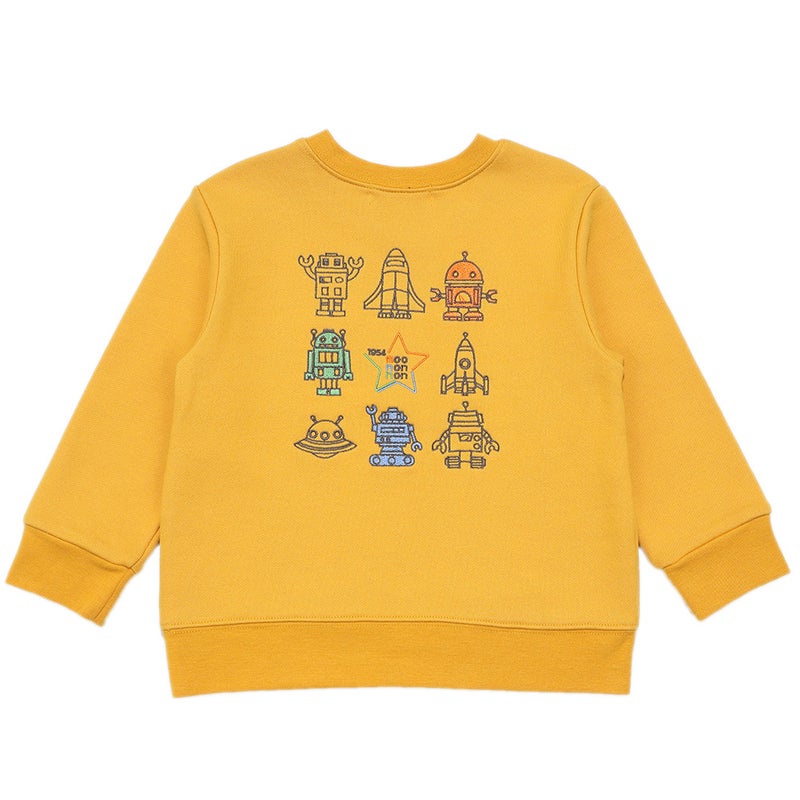 ロケット ＆ ロボット 刺繍 ポケットつき 裏毛トレーナー