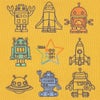 ベビー服 男の子 ロケット ＆ ロボット 刺繍 ポケットつき 裏毛トレーナー イエロー(04) デザインポイント2