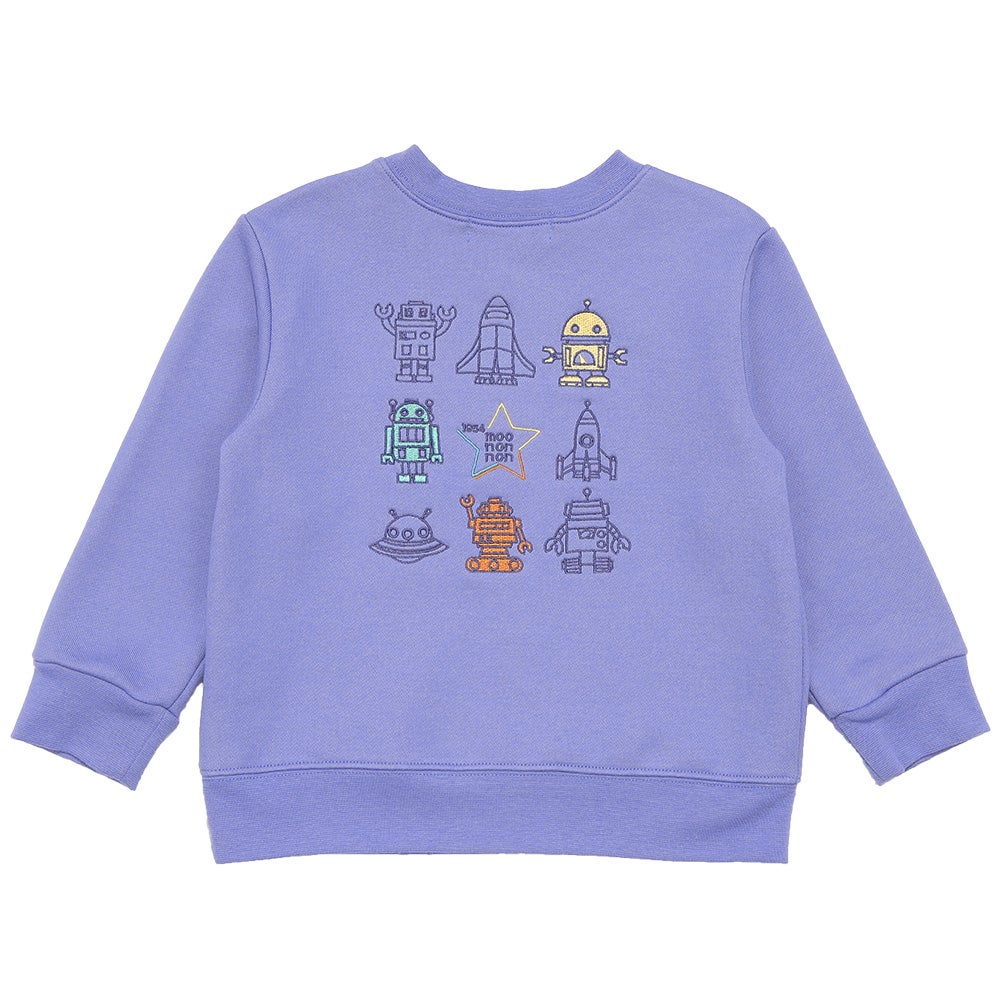 ベビー服 男の子 ロケット ＆ ロボット 刺繍 ポケットつき 裏毛トレーナー ブルー(61) 背面