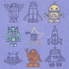ベビー服 男の子 ロケット ＆ ロボット 刺繍 ポケットつき 裏毛トレーナー ブルー(61) デザインポイント2